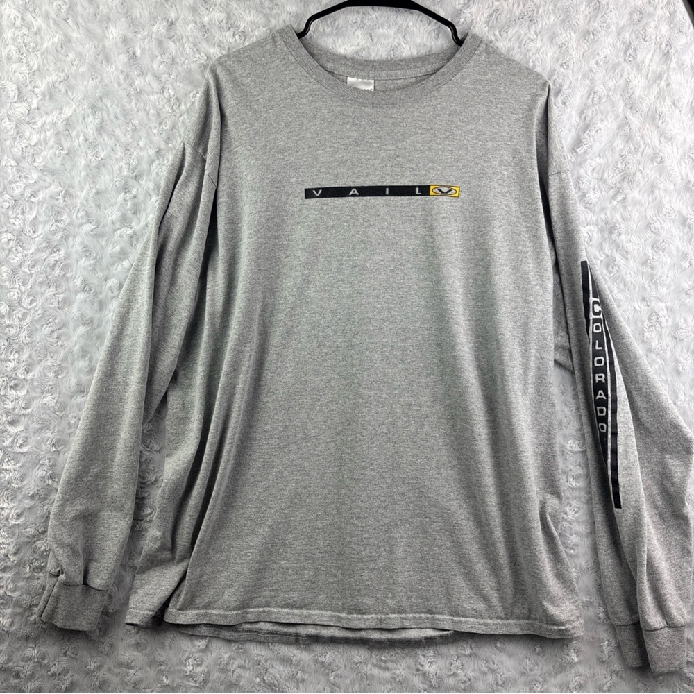 Vintage Vail Colorado Men’s  Adult Long Sleeve Shirt  XL Gray Black And Yellow
